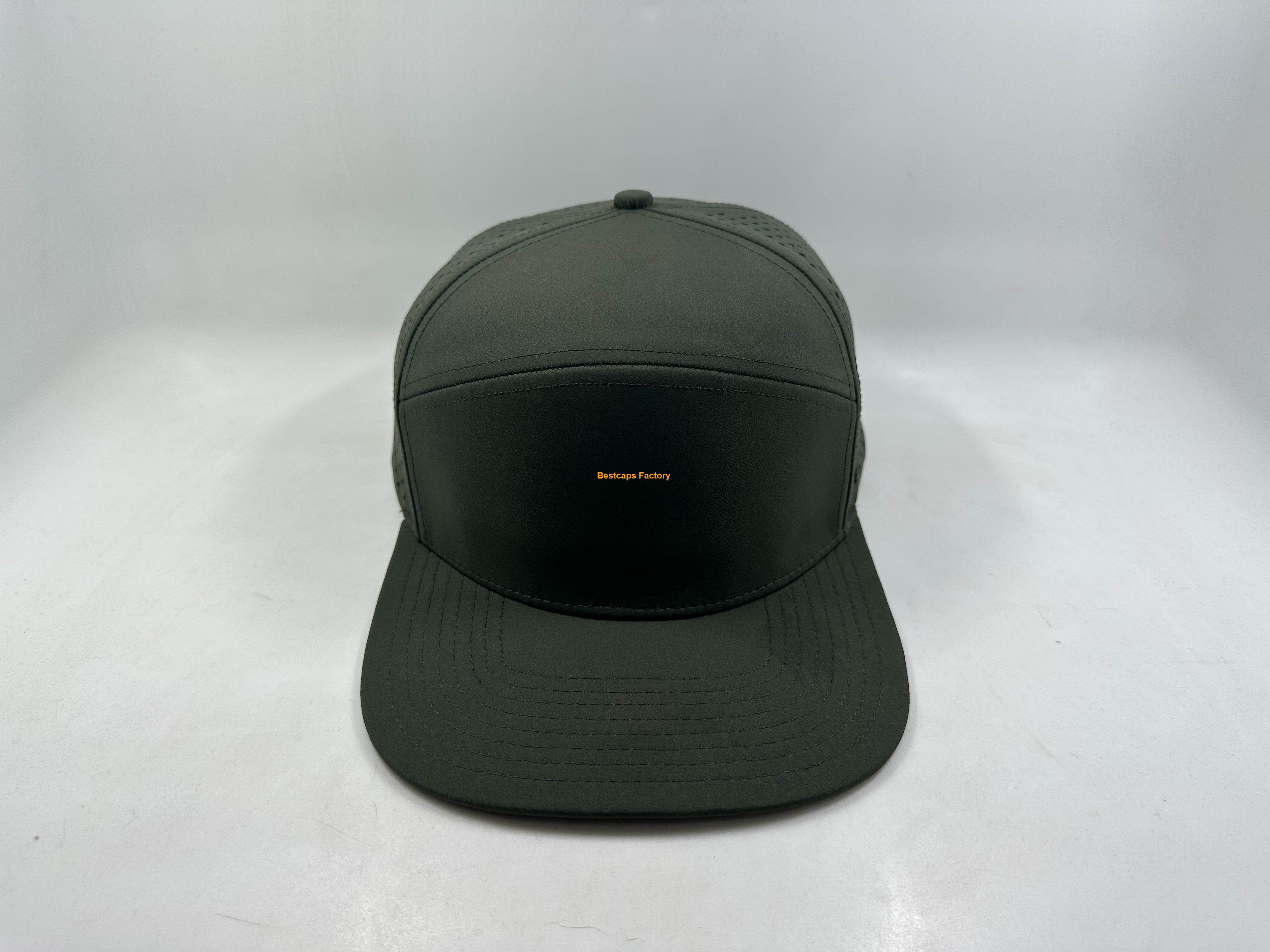 High Quality Blank 7 Panels Hats with Hot Laser Holes on Back Panels 