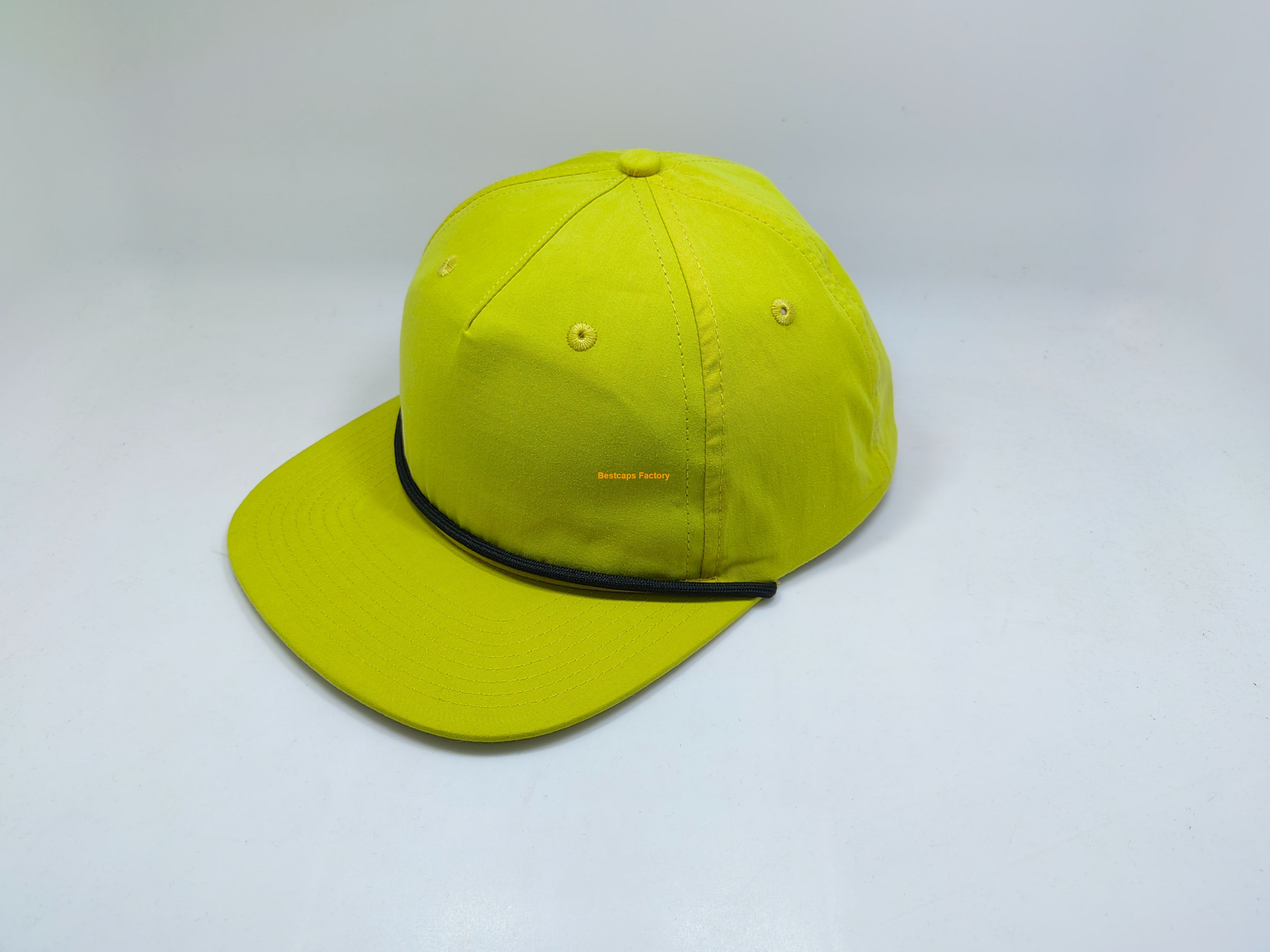 Custom 5 Panels Flat Brim Hats with Rope on Front Camper Hats 