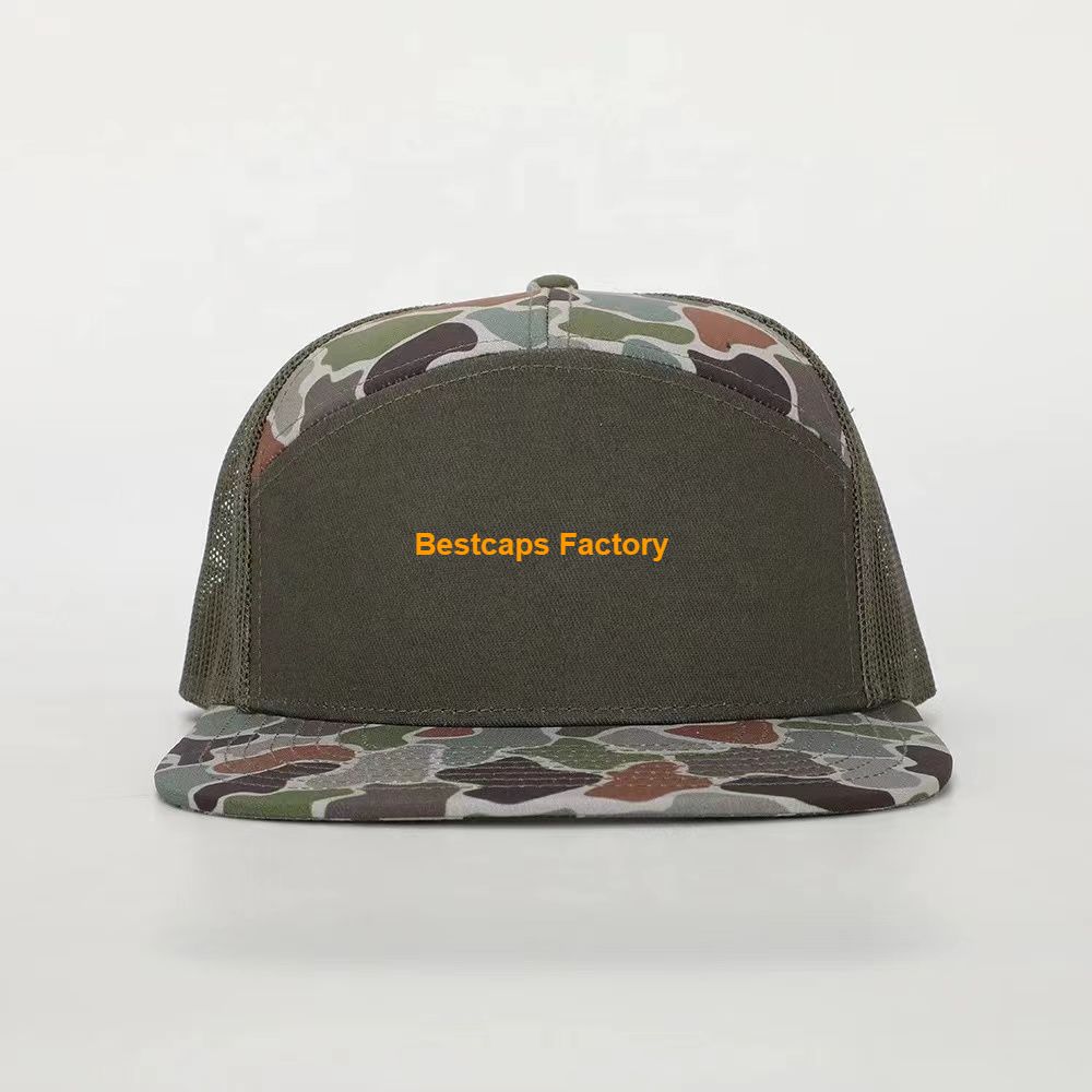 7 Panels Falt Brim Hats Trucker Hats 