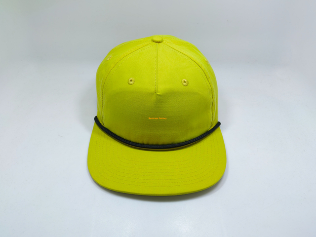 Custom 5 Panels Flat Brim Hats with Rope on Front Camper Hats 