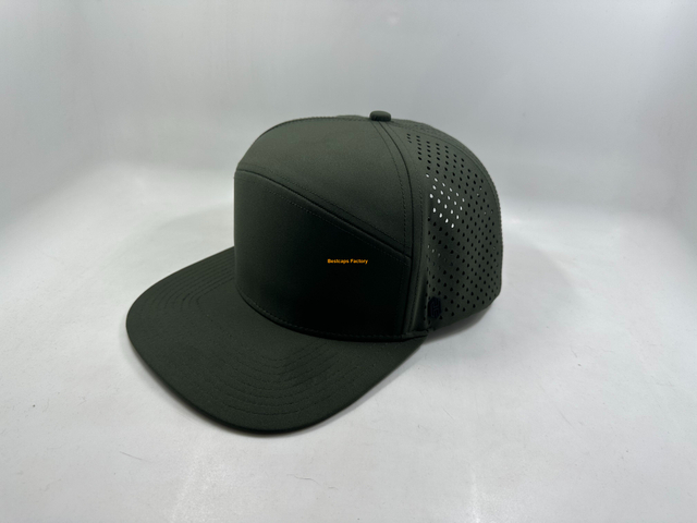 High Quality Blank 7 Panels Hats with Hot Laser Holes on Back Panels 