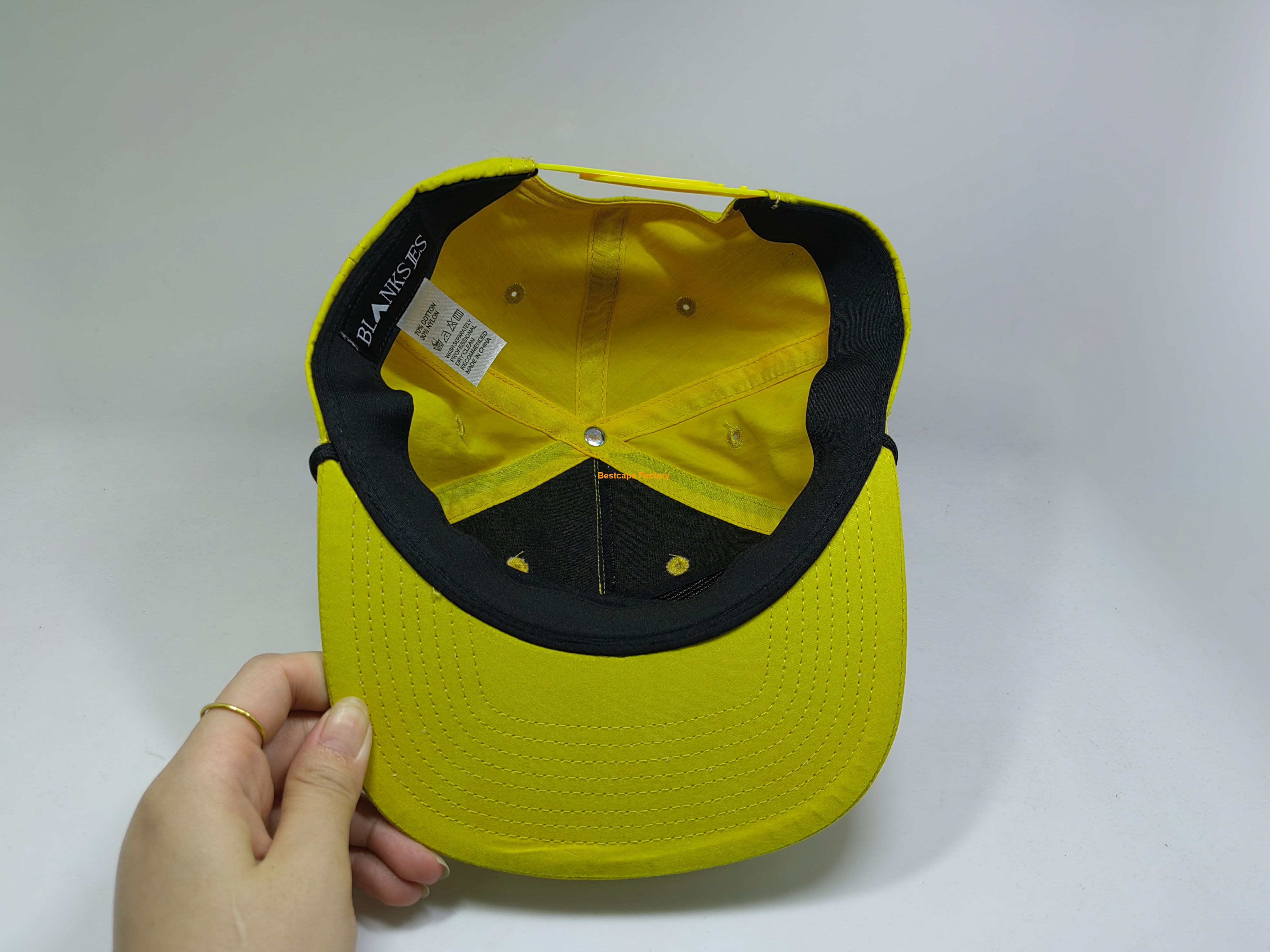 Custom 5 Panels Flat Brim Hats with Rope on Front Camper Hats 